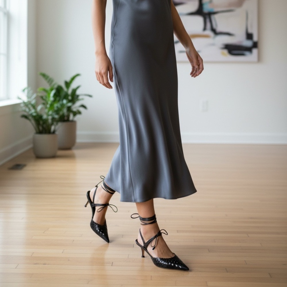Aquazzura Black Heels with Ankle Straps